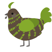 A bark and chartreuse chicken with a bar pattern