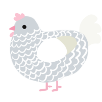 A mist and white chicken with a lace pattern