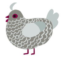 A ash and silver chicken with a lace pattern