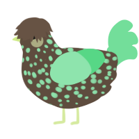 A bark and spring chicken with a speckle pattern