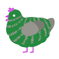 A viridian and ash chicken with a bar pattern