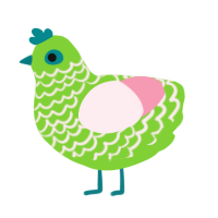 A grass and rose chicken with a lace pattern