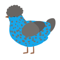 A sky and grey chicken with a speckle pattern