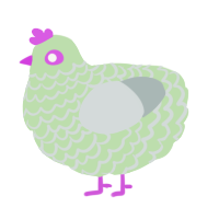 A gluppy and silver chicken with a lace pattern