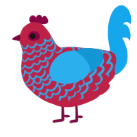 A crimson and sky chicken with a lace pattern