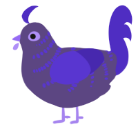 A overcast and indigo chicken with a half-bar pattern