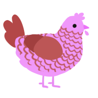 lovebird, a lavender and red chicken with a lace pattern