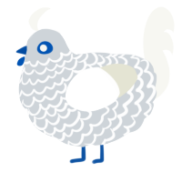 A mist and white chicken with a lace pattern