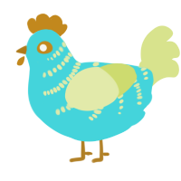 A aqua and lemon chicken with a half-bar pattern