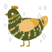 Wynn, a olive and honey chicken with a bar pattern