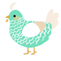 A mint and cream chicken with a lace pattern
