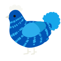 A ultramarine and sky chicken with a bar pattern