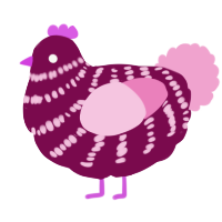 A wine and pink chicken with a bar pattern