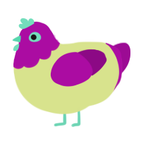 Citrus, a lemon and plum chicken with a head pattern