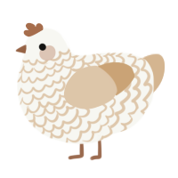 A white and beige chicken with a lace pattern
