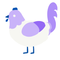 A white and lilac chicken with a head pattern
