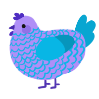 A lilac and cerulean chicken with a lace pattern