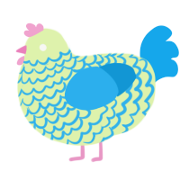 A apple and sky chicken with a lace pattern