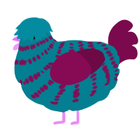 A sea and wine chicken with a bar pattern