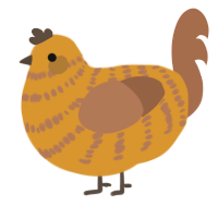 A orange and brown chicken with a bar pattern