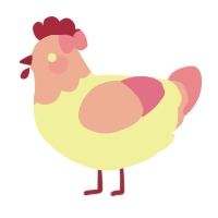 A white and pink chicken with a head pattern