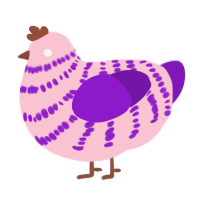 A rose and violet chicken with a bar pattern