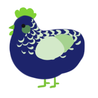 A navy and gluppy chicken with a half-lace pattern