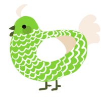 A grass and cream chicken with a lace pattern