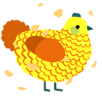 A lime and russet chicken with a lace pattern