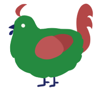 A viridian and red chicken