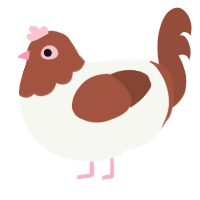 A white and russet chicken with a head pattern