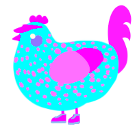 FLAnimal, a mint and lavender chicken with a speckle pattern