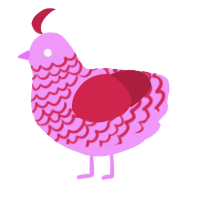 A lavender and crimson chicken with a lace pattern