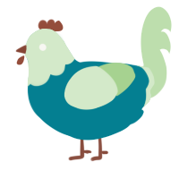 A sea and gluppy chicken with a head pattern