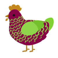 A maroon and grass chicken with a lace pattern