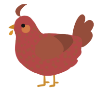 A red and russet chicken with a speckle pattern