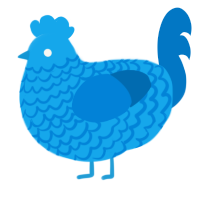 A sky and sapphire chicken with a lace pattern