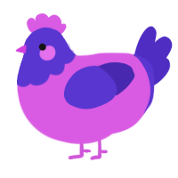 A orchid and indigo chicken with a head pattern