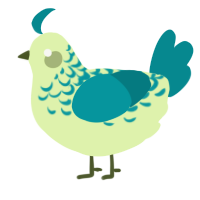 A apple and teal chicken with a half-lace pattern