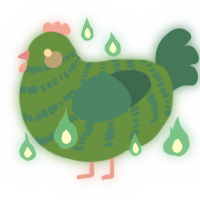 A viridian and sapphire chicken with a bar pattern