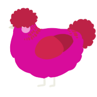 A fuchsia and crimson chicken with a neck-band pattern