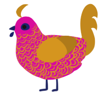 brinner, a fuchsia and ochre chicken with a double-lace pattern