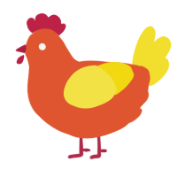 A vermilion and yellow chicken