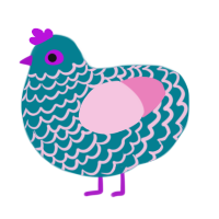 A sea and pink chicken with a lace pattern