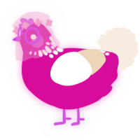 A fuchsia and cream chicken with a neck-speckle pattern