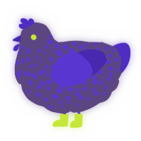 A overcast and indigo chicken with a speckle pattern