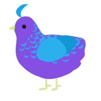 A blurple and sky chicken with a half-lace pattern