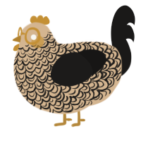 A beige and sable chicken with a double-lace pattern