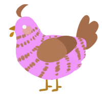 A lavender and brown chicken with a bar pattern