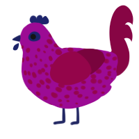 ligma, a plum and maroon chicken with a speckle pattern